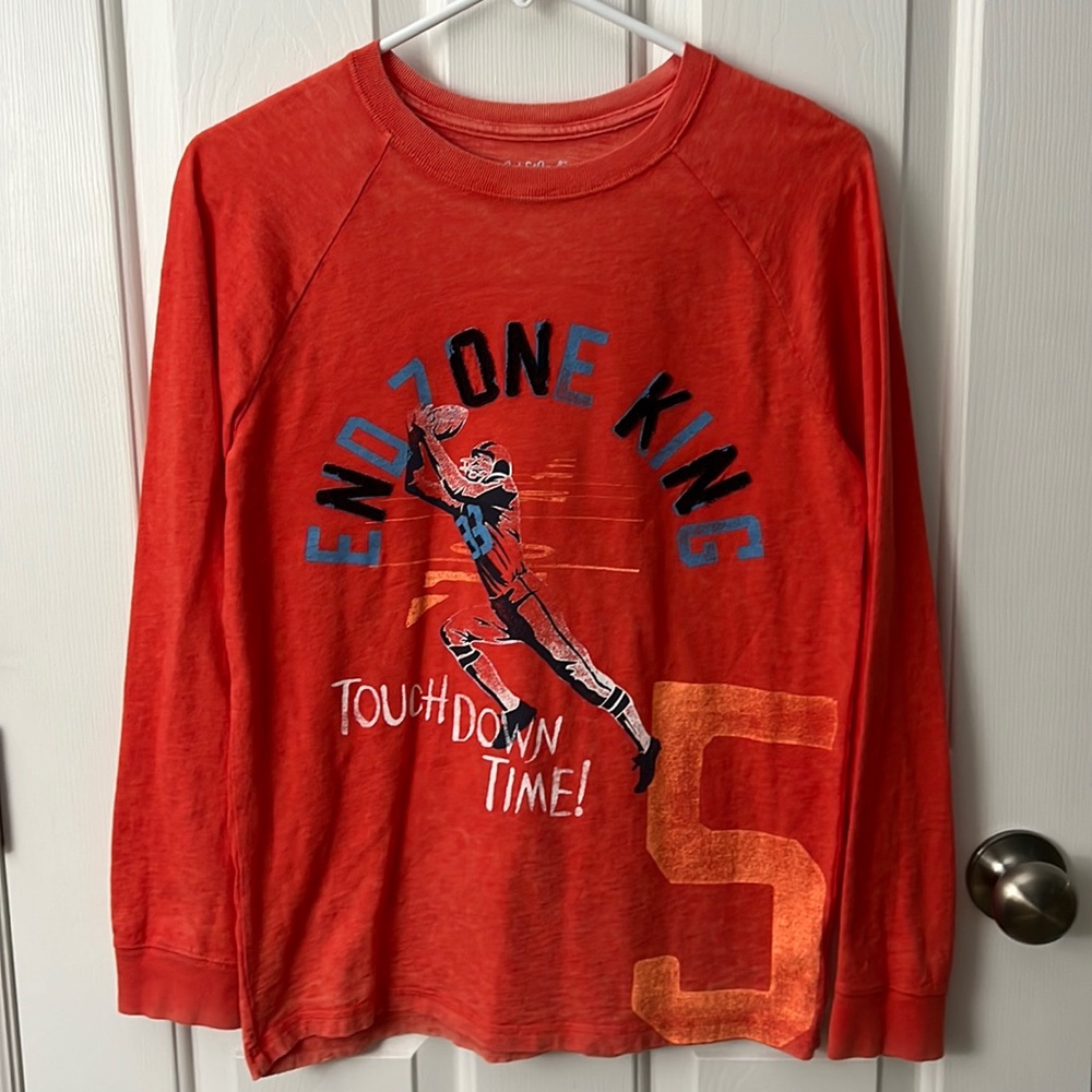 Cat & Jack Boys Orange Long Sleeve Football Graphic T-Shirt XL NWOT
